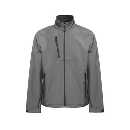 THC EANES promotional jacket in grey (detail view) with custom logo branding