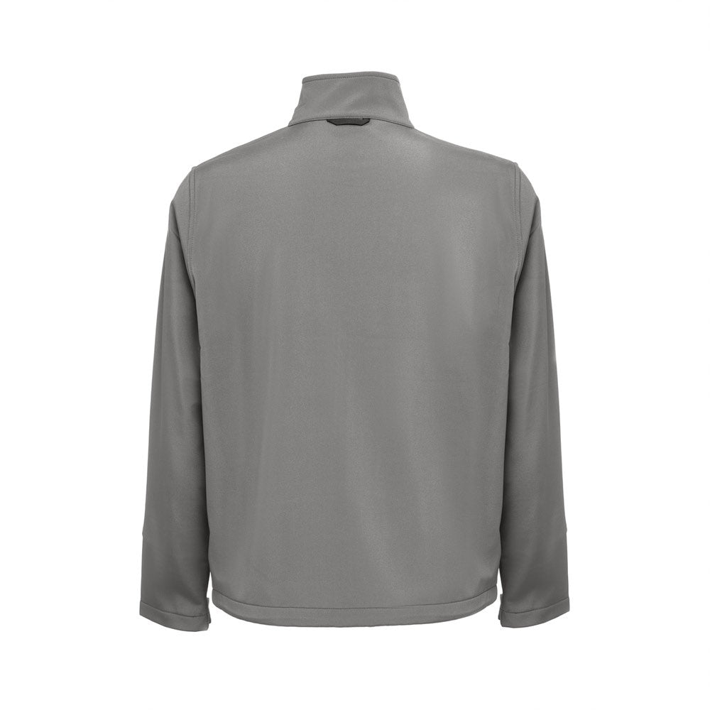 THC EANES promotional jacket in grey (detail view) with custom logo branding