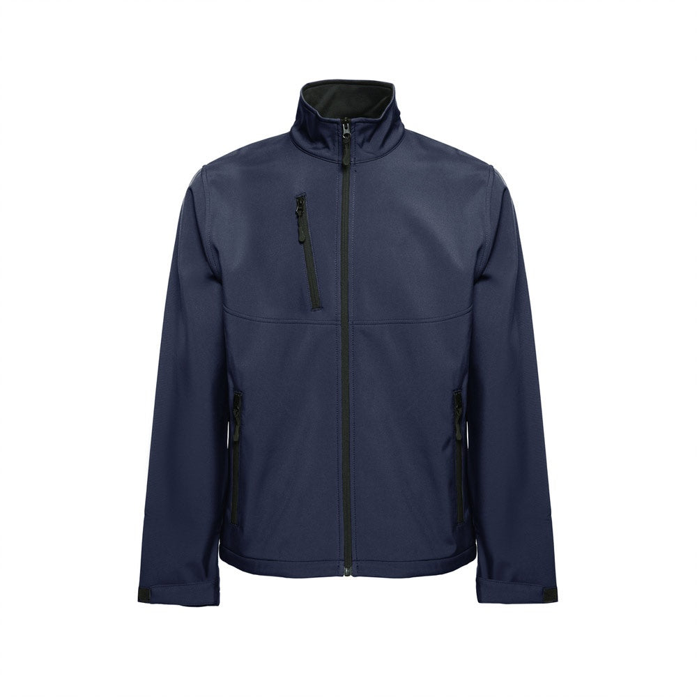 THC EANES promotional jacket in navy blue (detail view) with custom logo branding