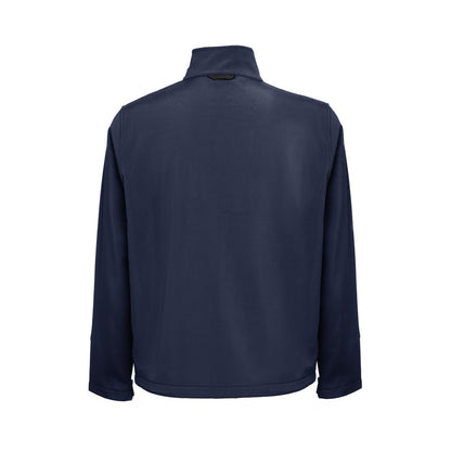 THC EANES promotional jacket in navy blue (detail view) with custom logo branding