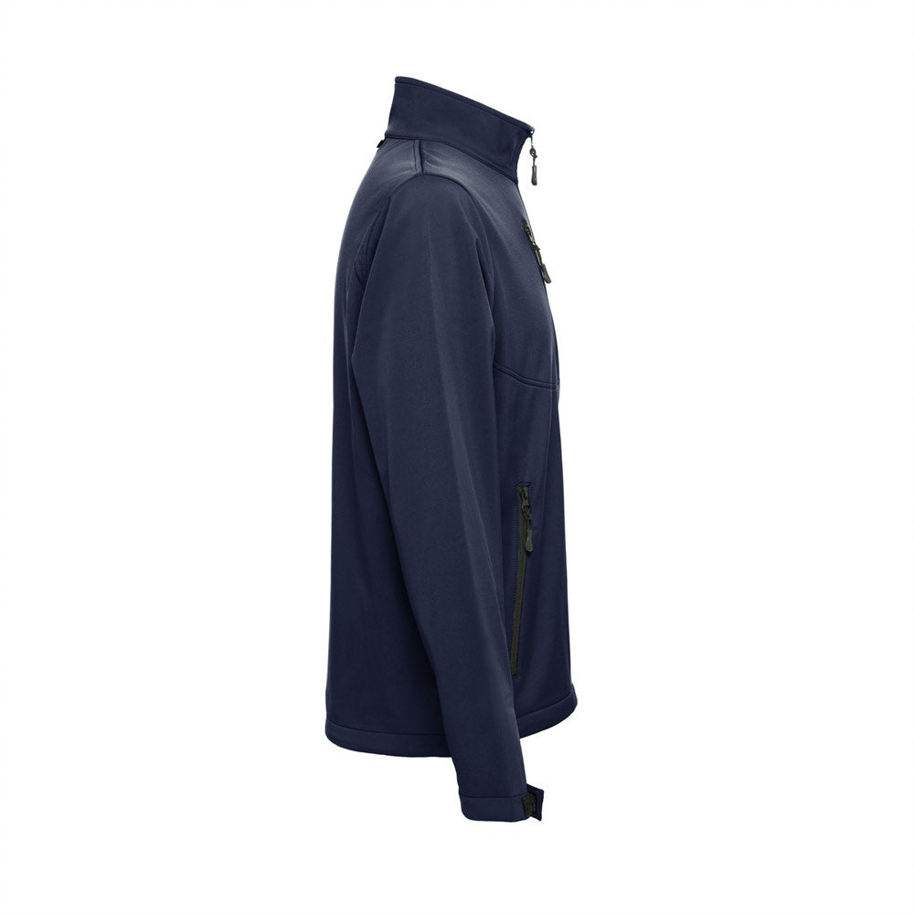 THC EANES promotional jacket in navy blue (detail view) with custom logo branding
