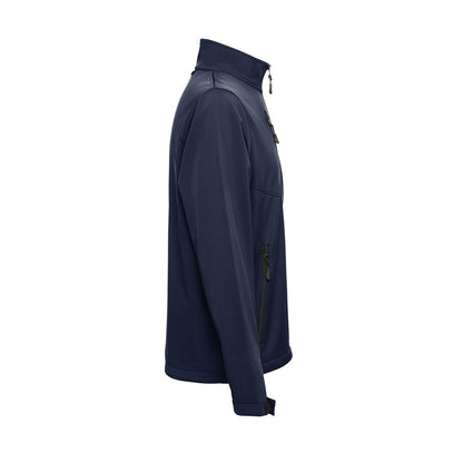 THC EANES promotional jacket in navy blue (detail view) with custom logo branding