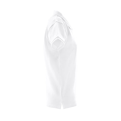 THC MONACO WOMEN WH promotional polo shirt in white (detail view) with custom logo branding