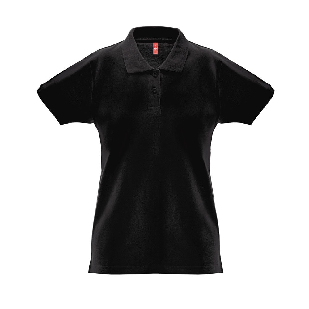 THC MONACO WOMEN promotional polo shirt in black with custom logo branding