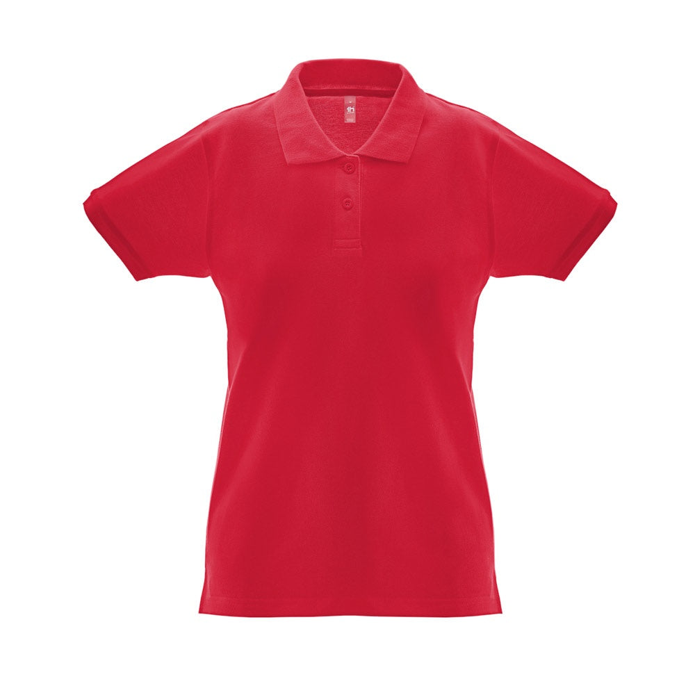 THC MONACO WOMEN promotional polo shirt in red with custom logo branding