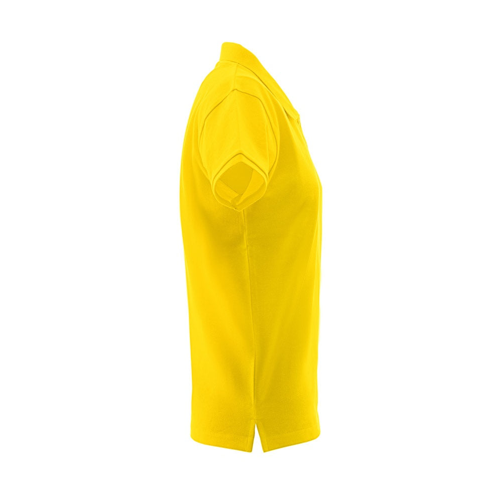 THC MONACO WOMEN promotional polo shirt in yellow (detail view) with custom logo branding