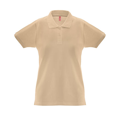THC MONACO WOMEN promotional polo shirt in light brown with custom logo branding