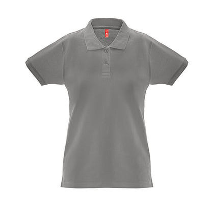 THC MONACO WOMEN promotional polo shirt in grey (detail view) with custom logo branding