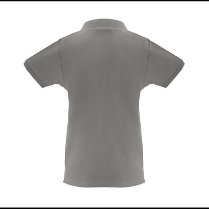THC MONACO WOMEN promotional polo shirt in grey (detail view) with custom logo branding