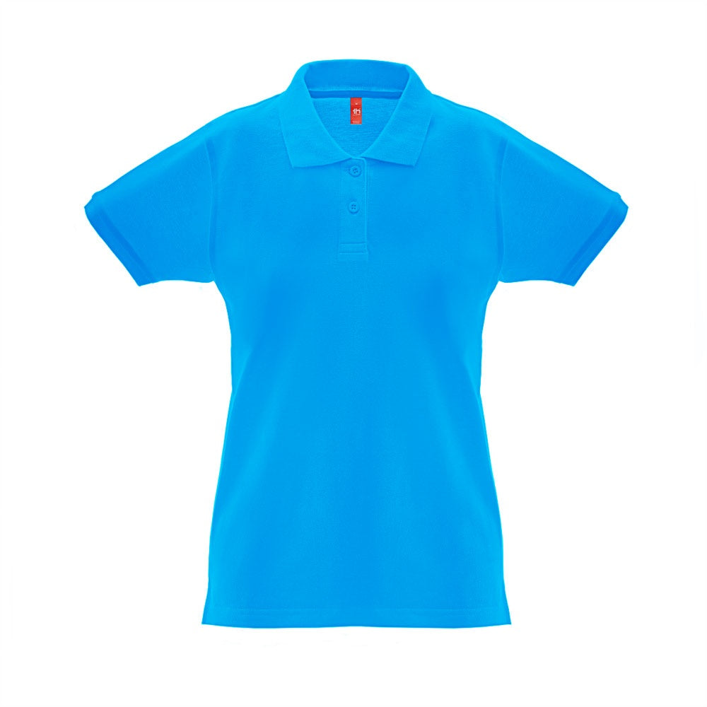 THC MONACO WOMEN promotional polo shirt in acqua blue with custom logo branding