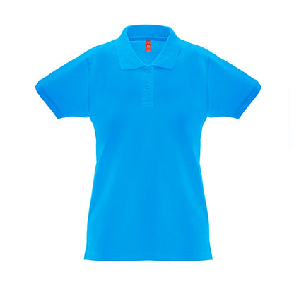 THC MONACO WOMEN promotional polo shirt in acqua blue with custom logo branding