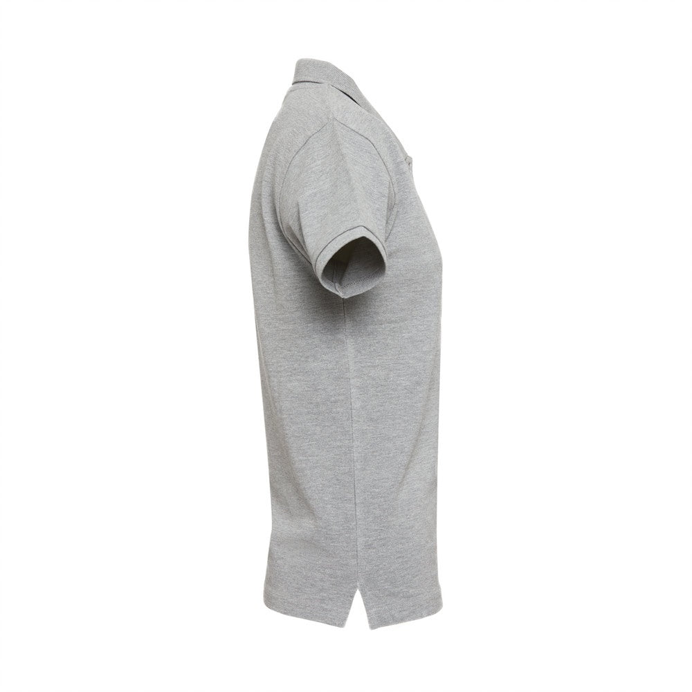 THC MONACO WOMEN promotional polo shirt in heather light grey (detail view) with custom logo branding