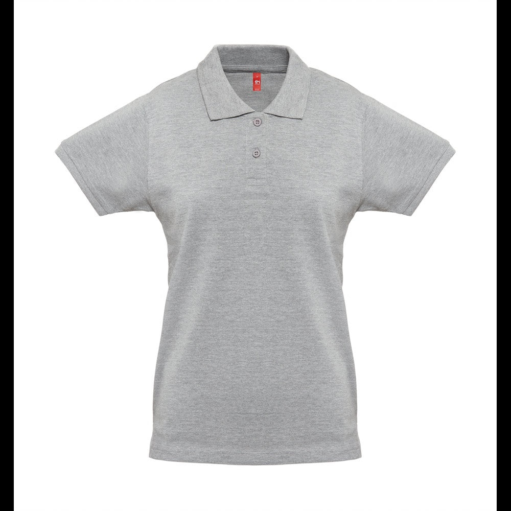 THC MONACO WOMEN promotional polo shirt in heather light grey with custom logo branding