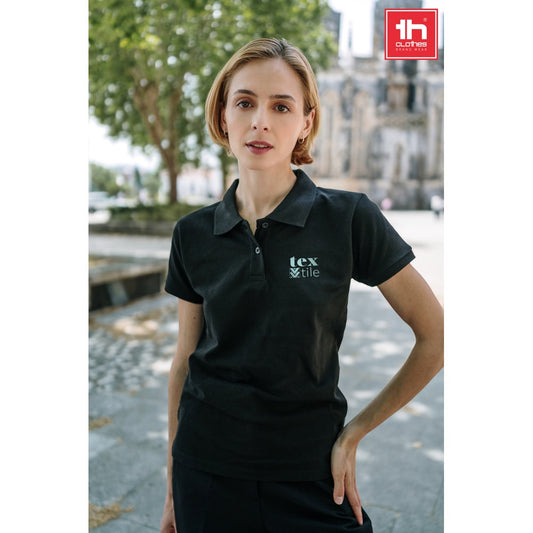 THC MONACO WOMEN promotional polo shirt (complete set view) with custom logo branding