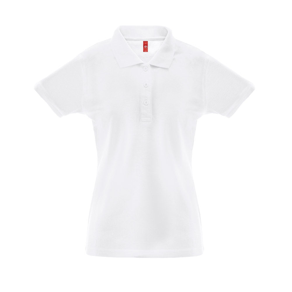 THC BERLIN WOMEN WH promotional polo shirt in white with custom logo branding