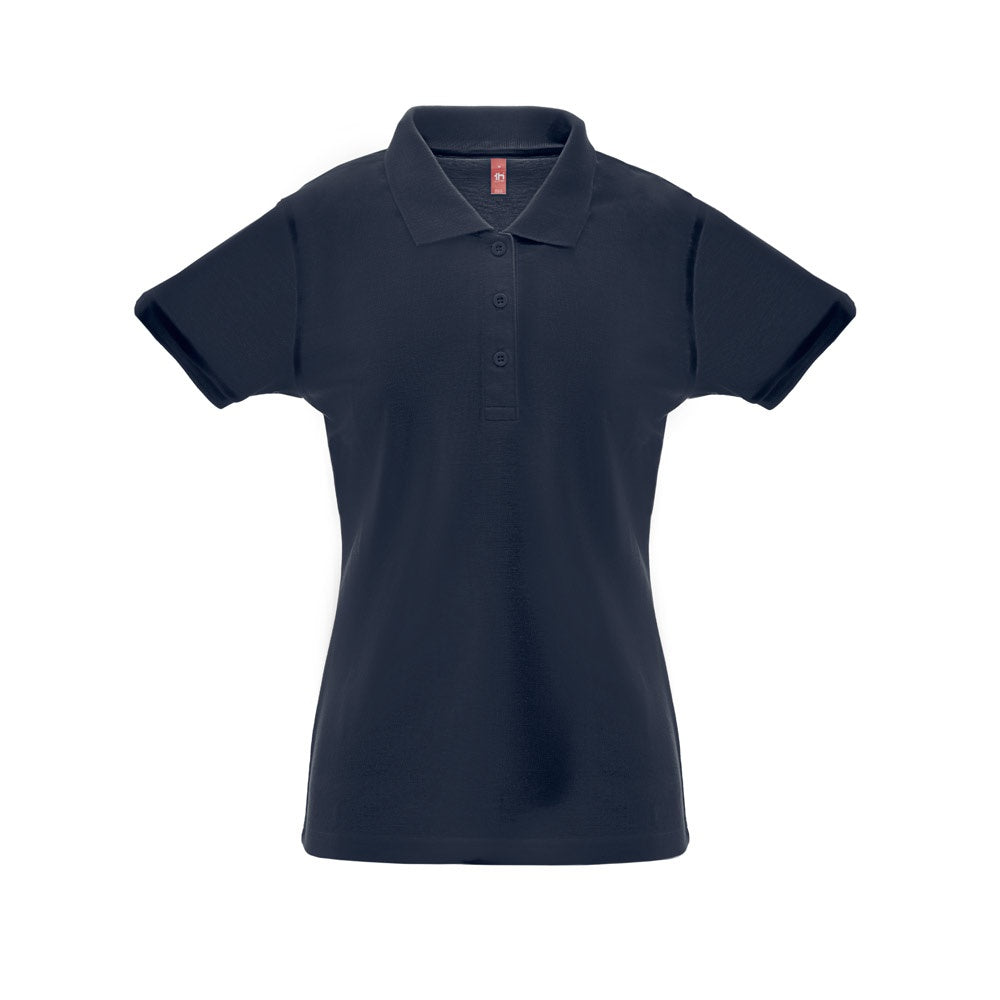 THC BERLIN WOMEN promotional polo shirt in blue with custom logo branding