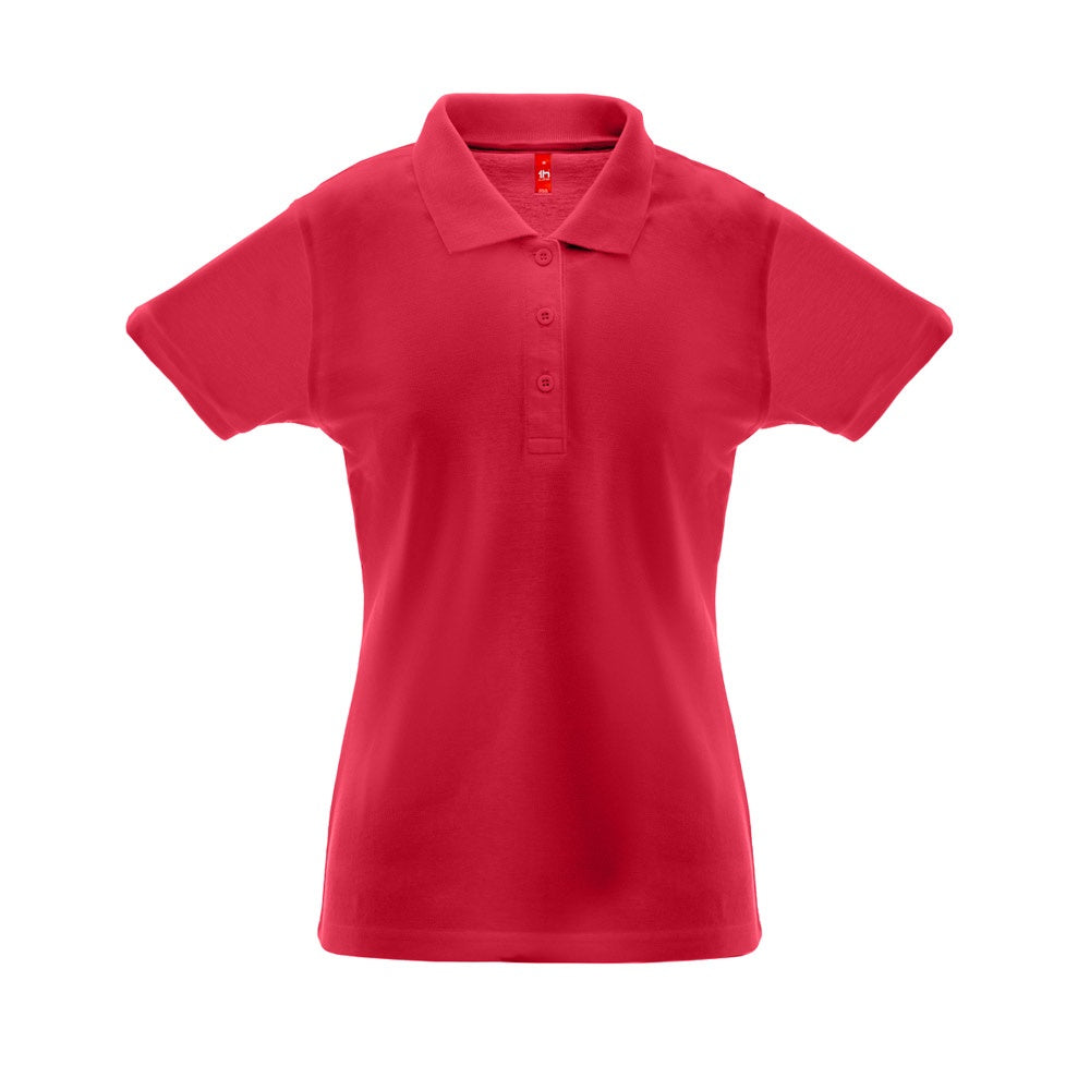 THC BERLIN WOMEN promotional polo shirt in red with custom logo branding
