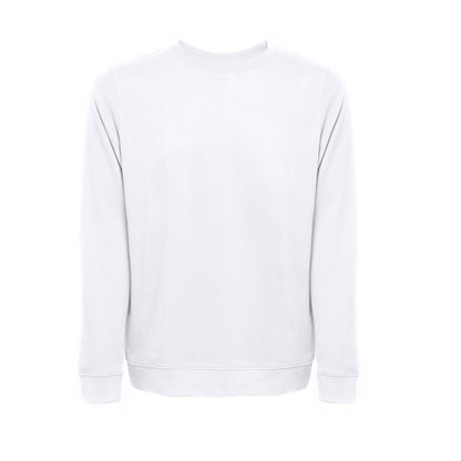 THC COLOMBO WH promotional sweatshirt in white (detail view) with custom logo branding