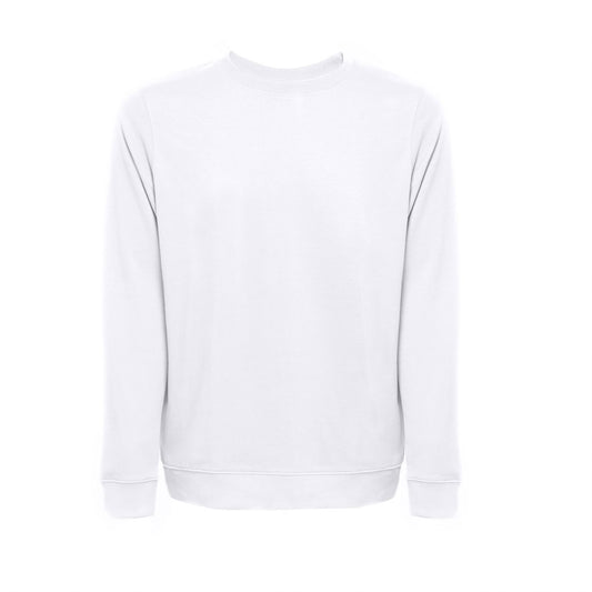 THC COLOMBO WH promotional sweatshirt in white (detail view) with custom logo branding