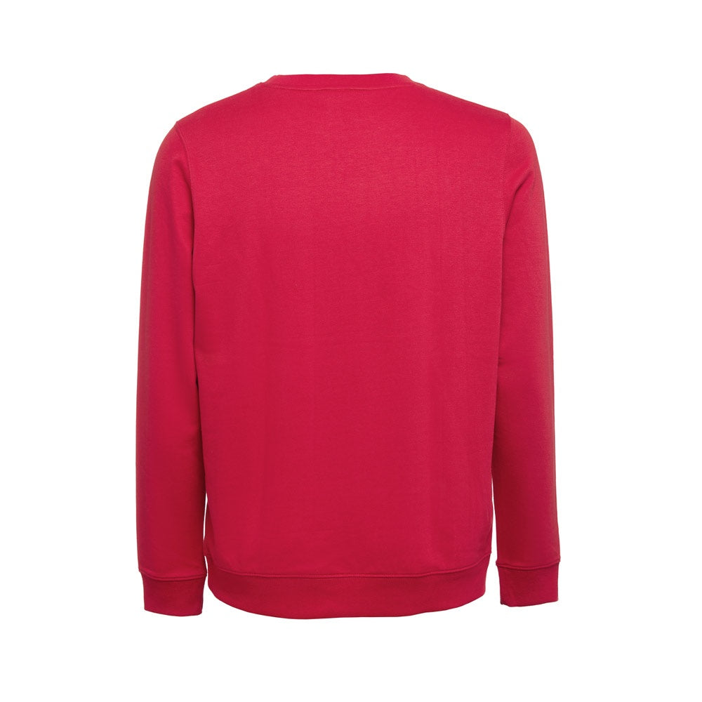 THC COLOMBO promotional sweatshirt in red (detail view) with custom logo branding