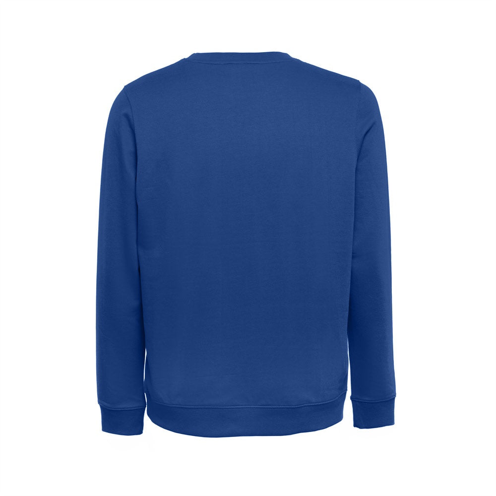 THC COLOMBO promotional sweatshirt in royal blue (detail view) with custom logo branding