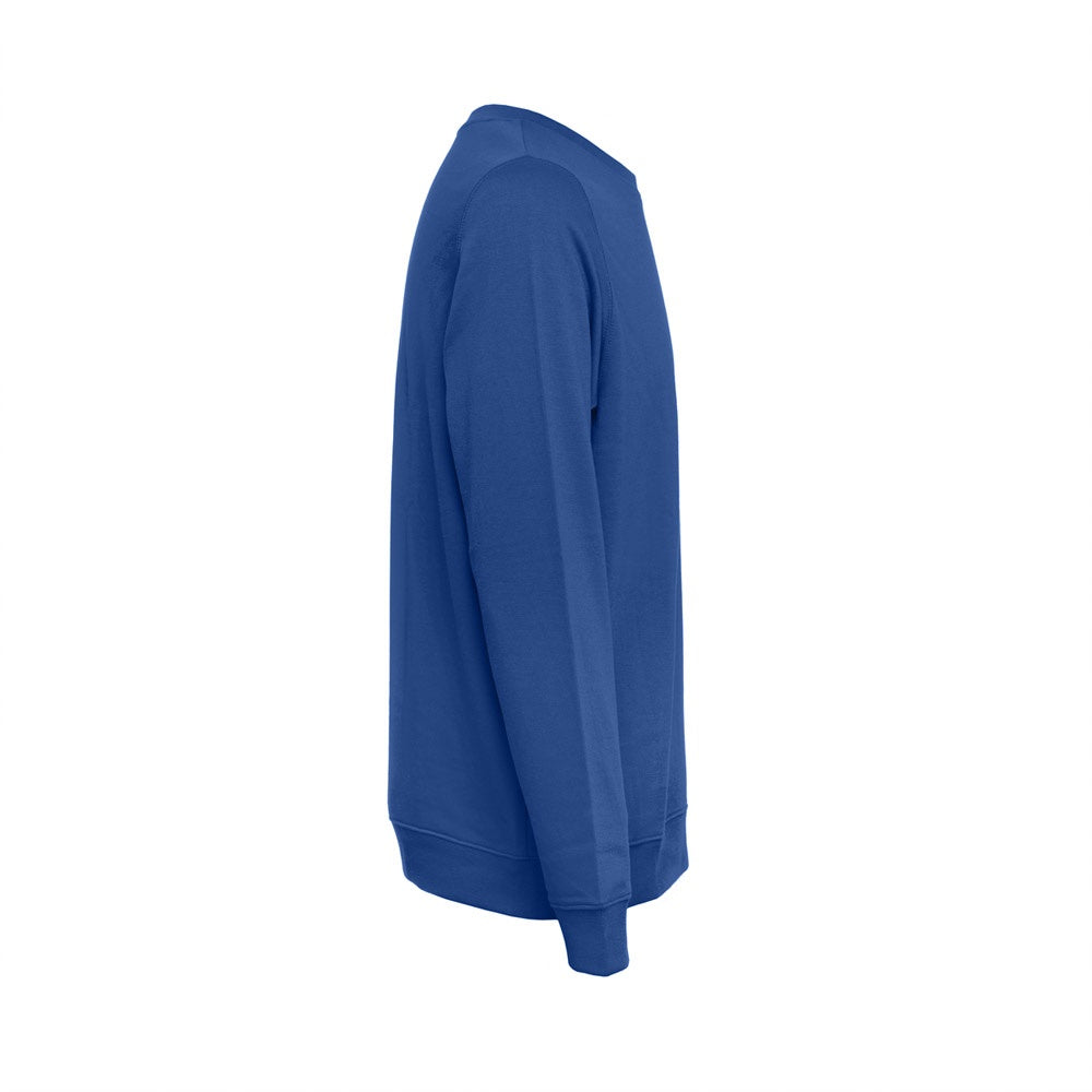 THC COLOMBO promotional sweatshirt in royal blue (detail view) with custom logo branding