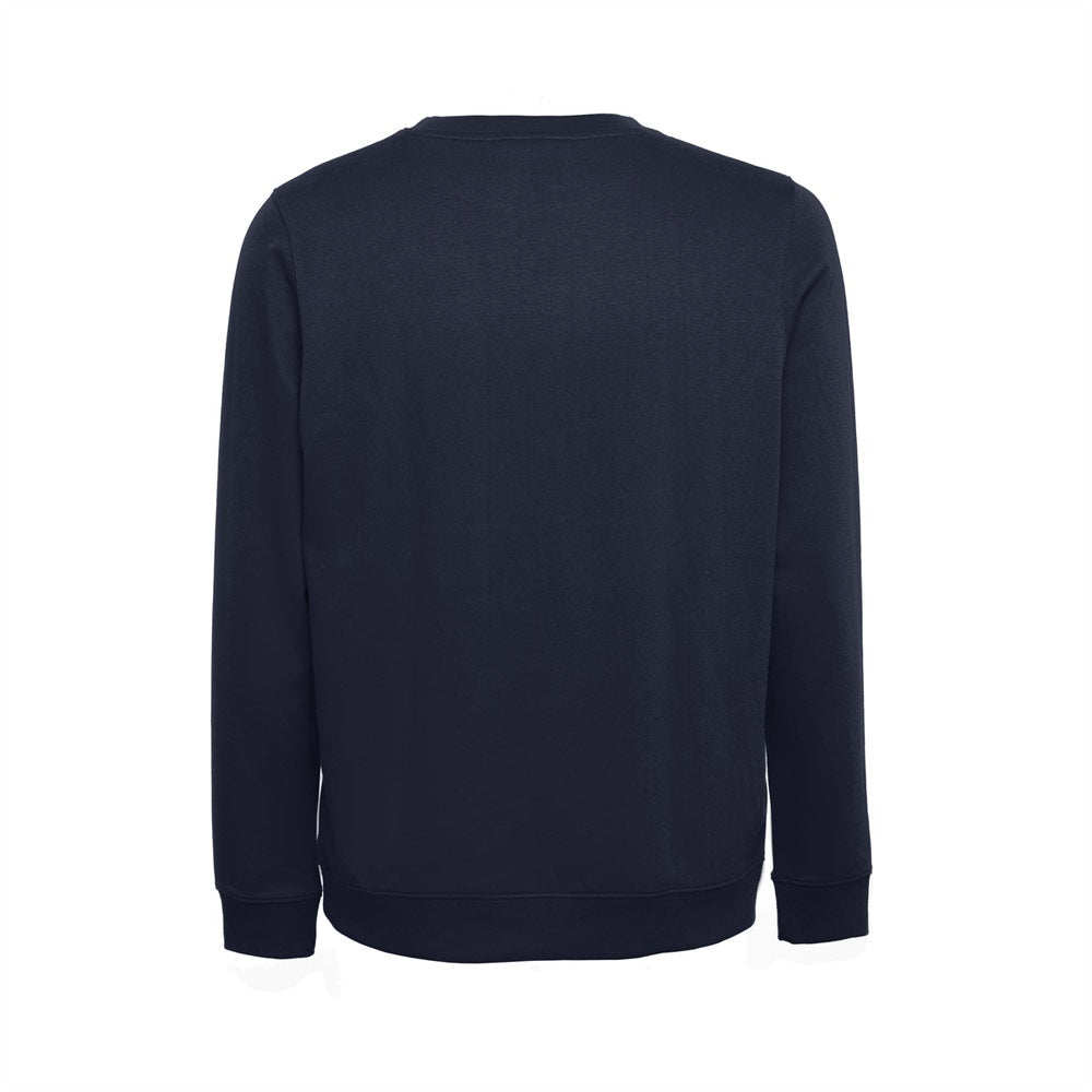 THC COLOMBO promotional sweatshirt in navy blue (detail view) with custom logo branding