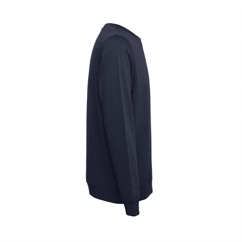 THC COLOMBO promotional sweatshirt in navy blue (detail view) with custom logo branding