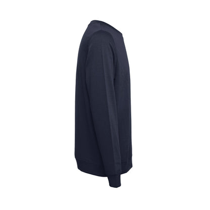THC COLOMBO promotional sweatshirt in navy blue (detail view) with custom logo branding