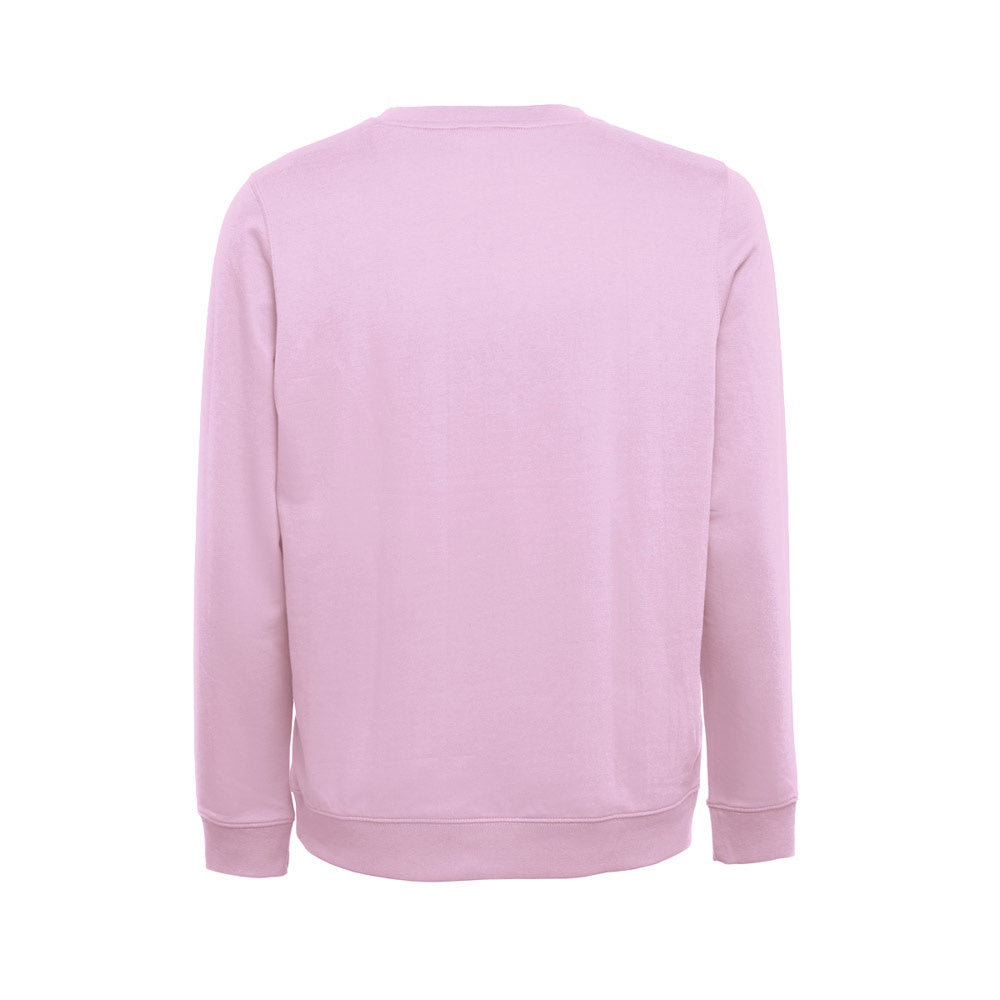 THC COLOMBO promotional sweatshirt in lilac (detail view) with custom logo branding