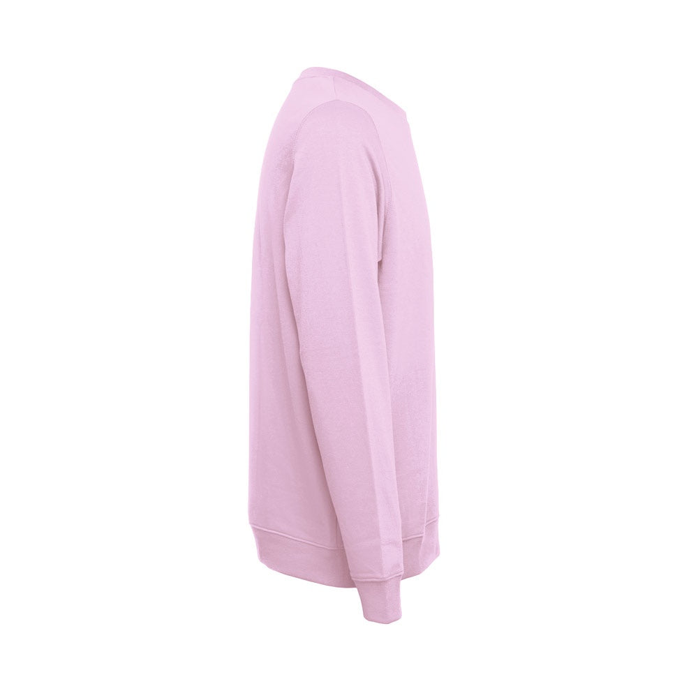 THC COLOMBO promotional sweatshirt in lilac (detail view) with custom logo branding