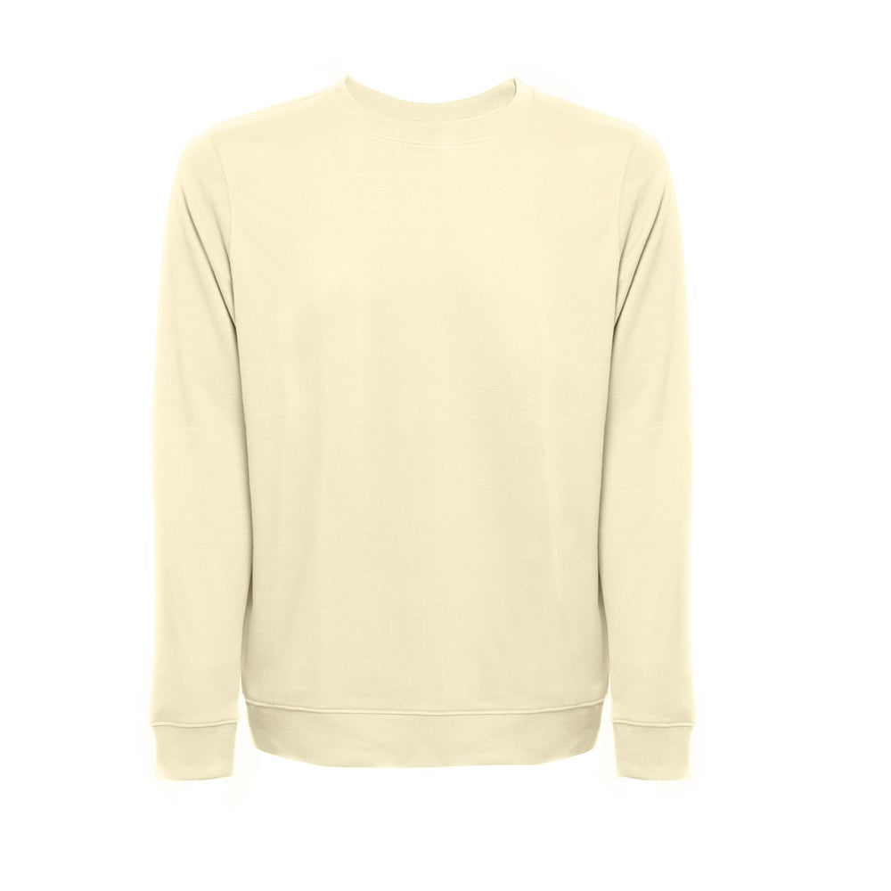 THC COLOMBO promotional sweatshirt in pastel yellow (detail view) with custom logo branding