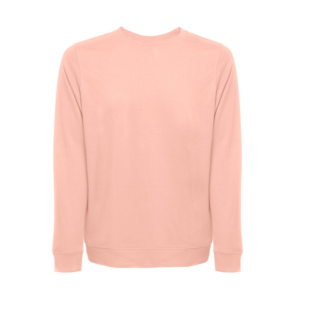 THC COLOMBO promotional sweatshirt in salmon (detail view) with custom logo branding