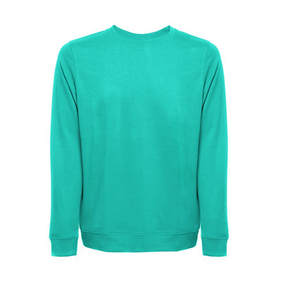 THC COLOMBO promotional sweatshirt in turquoise green (detail view) with custom logo branding