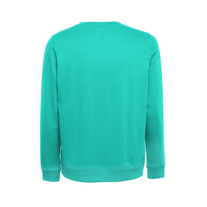 THC COLOMBO promotional sweatshirt in turquoise green (detail view) with custom logo branding