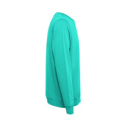 THC COLOMBO promotional sweatshirt in turquoise green (detail view) with custom logo branding