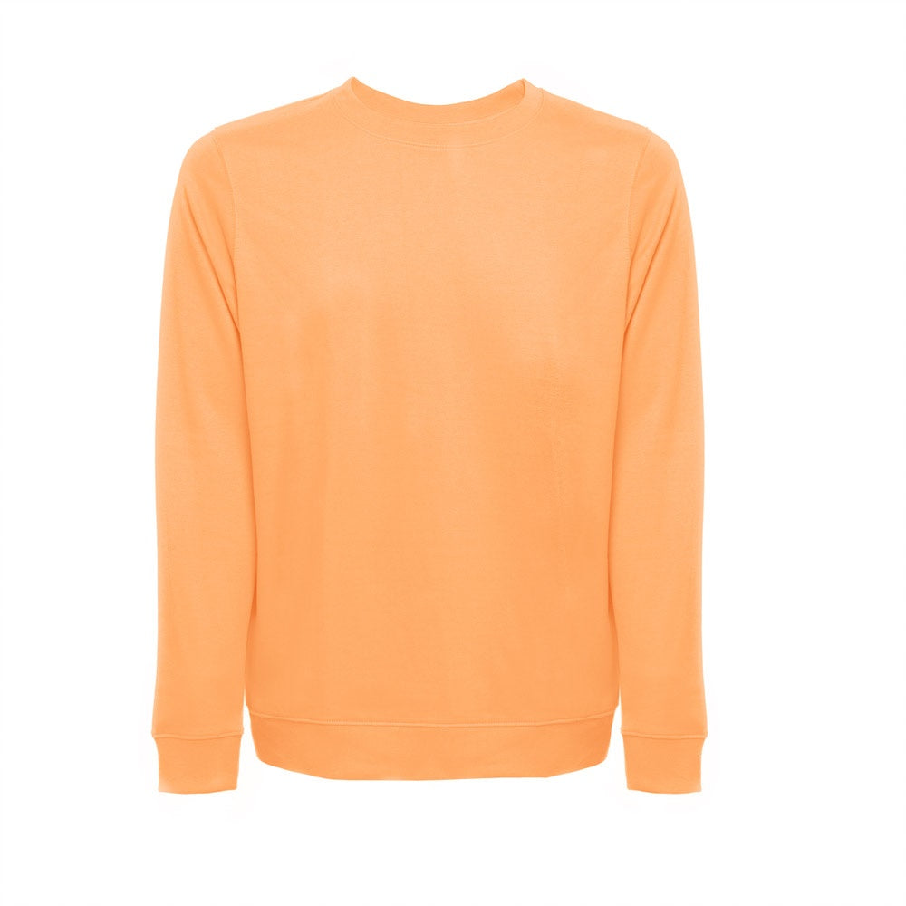 THC COLOMBO promotional sweatshirt in coral orange with custom logo branding