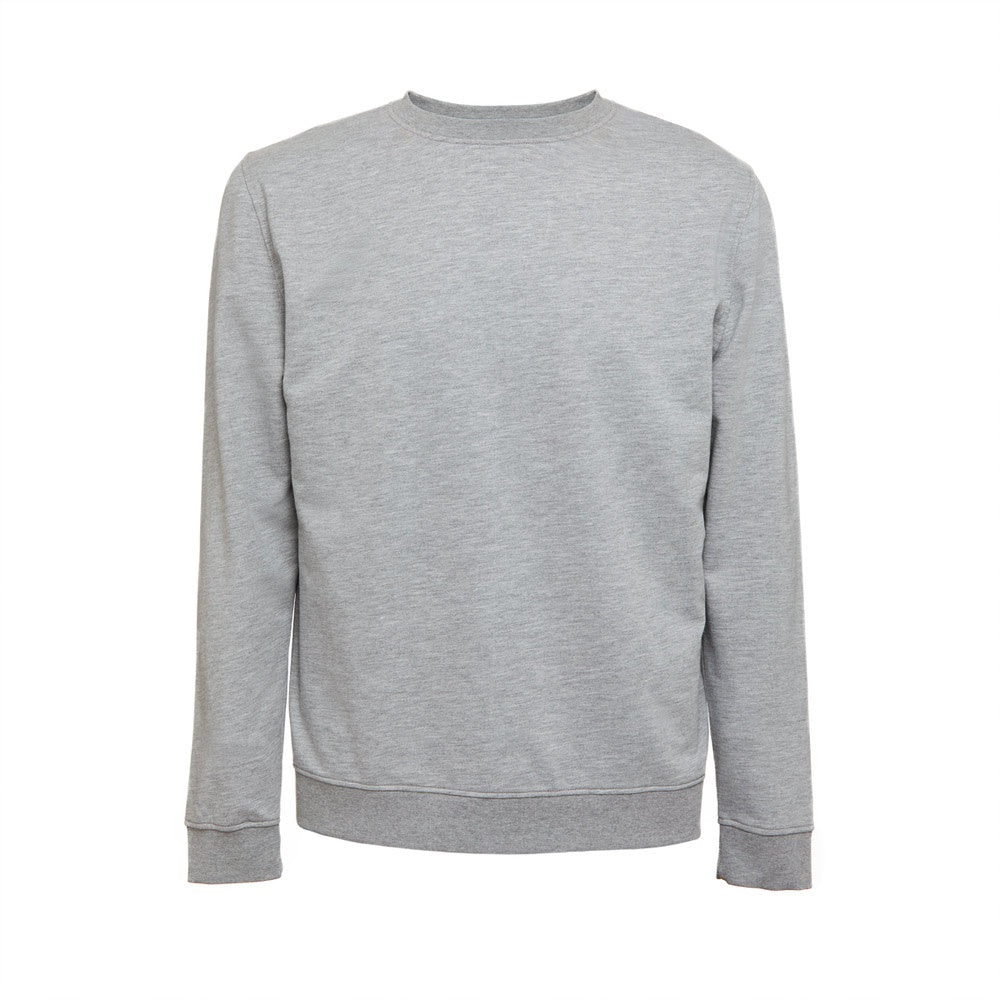 THC COLOMBO promotional sweatshirt in heather light grey (detail view) with custom logo branding