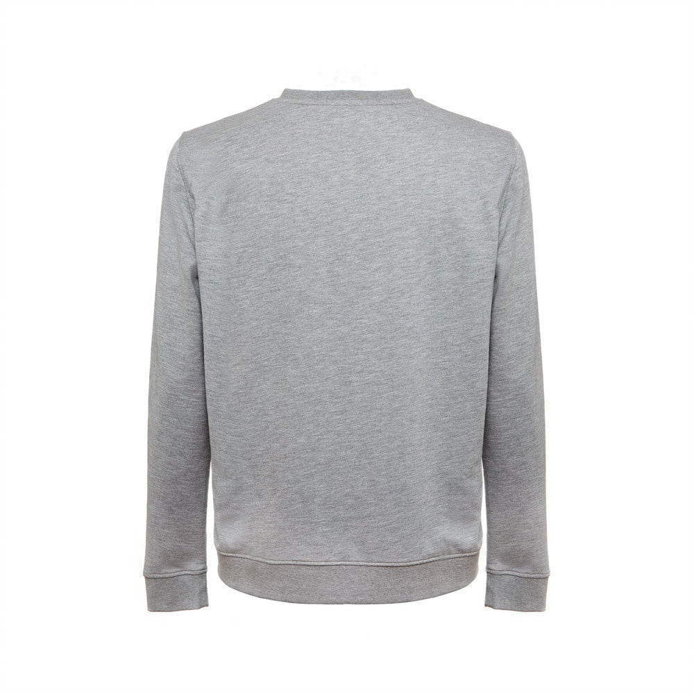 THC COLOMBO promotional sweatshirt in heather light grey (detail view) with custom logo branding