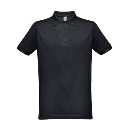 THC BERLIN 3XL promotional polo shirt in black with custom logo branding