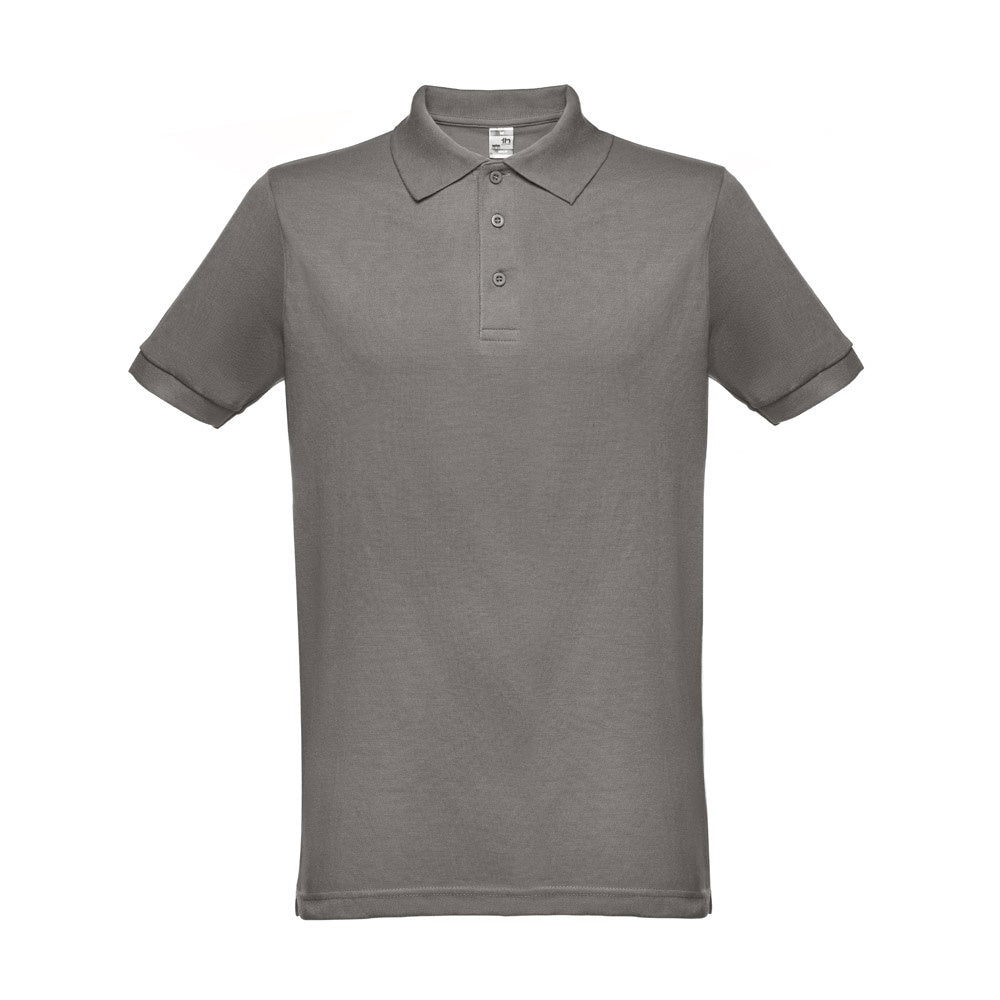 THC BERLIN 3XL promotional polo shirt in grey (detail view) with custom logo branding