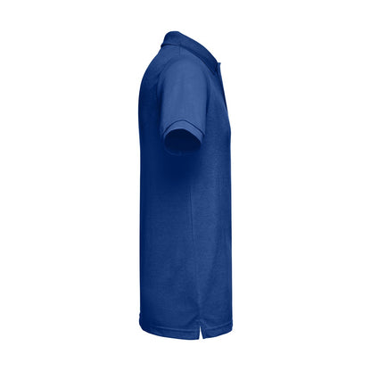 THC BERLIN 3XL promotional polo shirt in royal blue (detail view) with custom logo branding