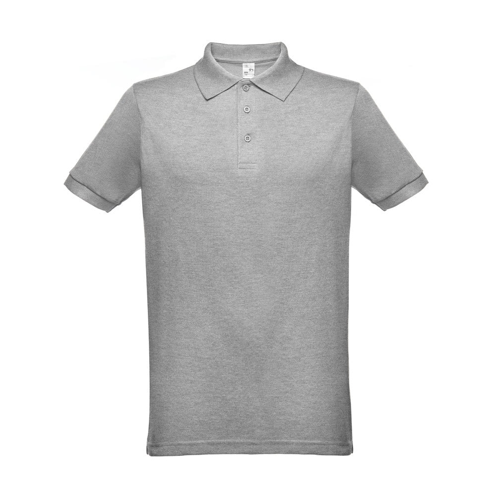 THC BERLIN 3XL promotional polo shirt in heather light grey with custom logo branding