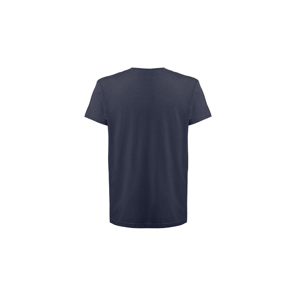 THC FAIR SMALL promotional t-shirt in blue (detail view) with custom logo branding