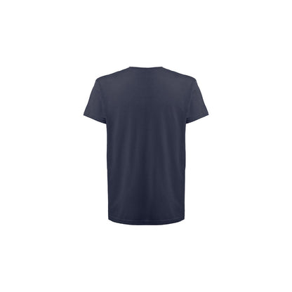 THC FAIR SMALL promotional t-shirt in blue (detail view) with custom logo branding