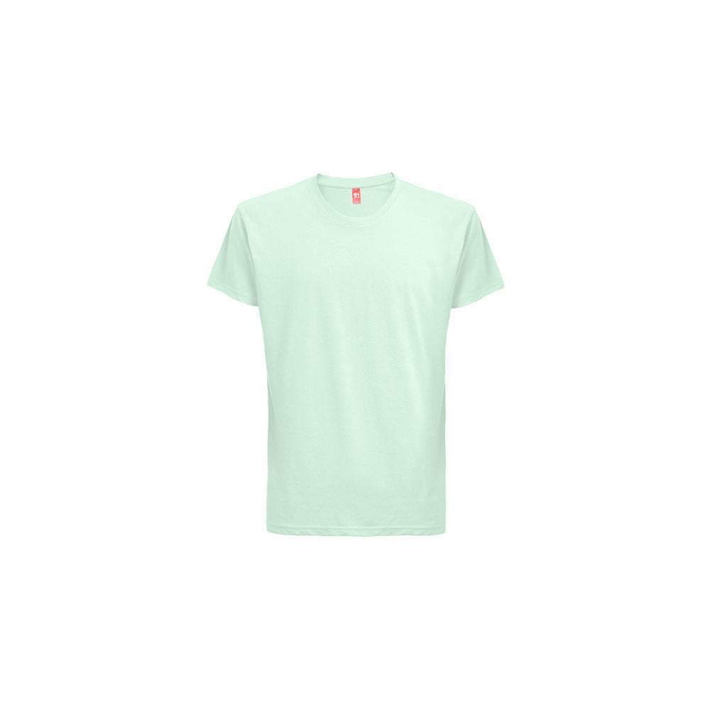 THC FAIR SMALL promotional t-shirt in turquoise green with custom logo branding