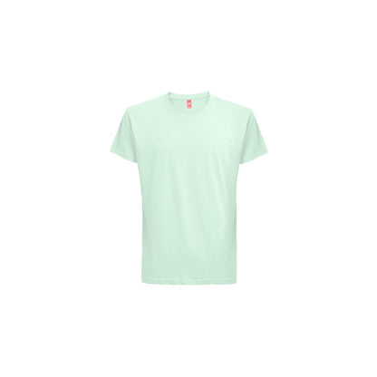 THC FAIR SMALL promotional t-shirt in turquoise green with custom logo branding