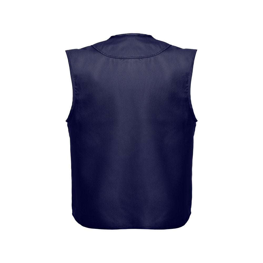 THC PIXEL 3XL promotional jacket in navy blue (detail view) with custom logo branding