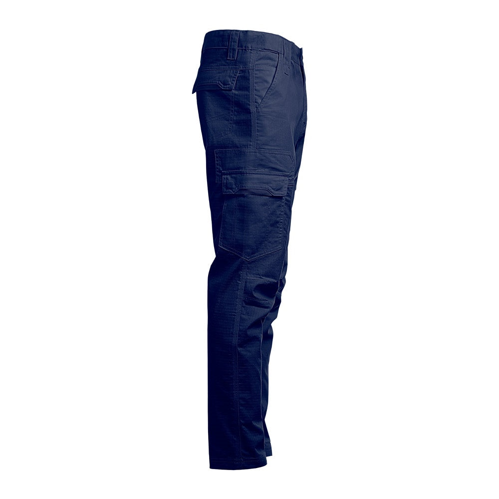 THC CARGO promotional workwear garment in navy blue (detail view) with custom logo branding
