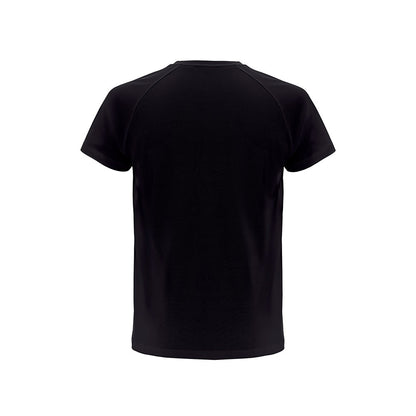 THC MOVE promotional t-shirt in black (detail view) with custom logo branding